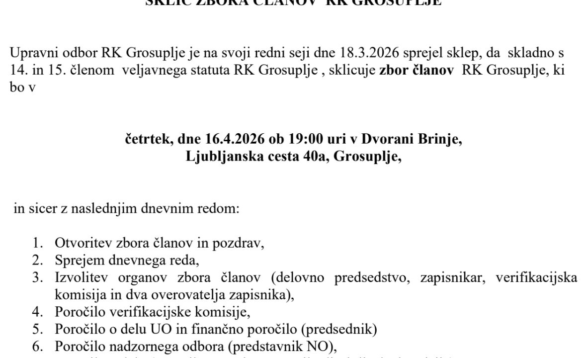 vabilo na OZ RK Grosuplje 2026 vabilo na OZ RK Grosuplje 2026